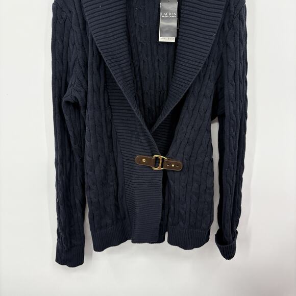 Lauren Ralph Lauren Donato Sweater XXLarge Cable Knit Buckle Old Money Preppy - Picture 4 of 9